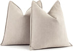 ZWJD Beige Pillow Covers 22x22 Set of 2 Chenille Throw Pillow Covers with Elegant Design Soft and Luxurious Decorative Throw Pillows for Couch, Bed, and Home Decor