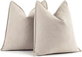ZWJD Beige Pillow Covers 16x16 Set of 2 Chenille Throw Pillow Covers with Elegant Design Soft and Luxurious Decorative Throw Pillows for Couch, Bed, and Home Decor