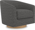 Swivel Accent Chair, Upholstered Modern Barrel-Curved Arm Chair, Velvet Fabric Comfty Sofa Reading Chair with Solid Wood Base for Living Room, Bedroom, Club, Pebble Grey