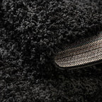 Unique Loom Solid Shag Collection Area Rug (7' 1" Round, Jet Black)