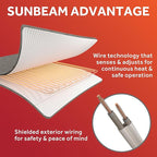 Sunbeam Electric Heated Mattress Pad Restful Quilted Extra-Cozy Fabric 12 Heat Settings 12-Hour Auto Shut-Off Deep Pocket Fit Machine Washable Twin 75" x 39"