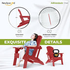 nevilywood Folding Adirondack Chair with Cup Holder Set of 4, HDPE Patio Chairs,All-Weather Outdoor Chairs for Backyard, Deck,Fire Pit-Red