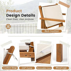 Flamaker Patio Chairs 3 Piece Acacia Wood Patio Furniture with Coffee Table & Cushions Outdoor Conversation Set Balcony Chairs for Porch, Deck, Backyard