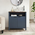 Buffet Cabinet with Storage - Modern Farmhouse Rustic 32 Fluted Sideboard Storage Cabinet Buffet with Adjustable Shelves, Coffee Wine Bar Organizer for Dining Room (Navy Blue)