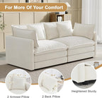 Modular Sectional Sofa, 76.7 Inch I-Shaped Cloud Sofa with Deep Seat Comfortable Chenille Sofa with Cushion Double Sectional Sofa for Living Room Apartment, White