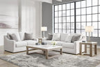 Signature Design by Ashley Maitelynn Contemporary Sofa with Accent Pillows, Reversible Cushions and Sloped Arms, Light Gray