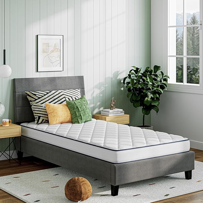 Novill 8 Inch Foam and Spring Hybrid Mattress, Twin Mattress in a Box, Medium Support, CertiPUR-US Certified Foam & Steel Coils, Durable Design, Guest and Youth Bedroom, Eco-Friendly Packaging