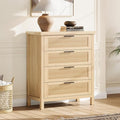 GarveeHome Fluted 4 Drawers Dresser for Bedroom, 35.4 in Tall Chest of Dressers for Closet, 4 Fluted Drawers with Metal Handle, Large Clothes Storage Cabinet for Bedroom, Nursery, Living Room, Natural