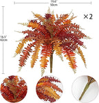 Fall Ferns Artificial Plants 2 Pack Faux Ferns for Outdoor Planter Fake Fall Leaves Stems Artificial Fern Bouquet 2Pack Autumn Shrubs for Table Centerpiece Porch Vase Home Garden Thanksgiving Decor