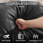 Power Lift Recliner Chair for Elderly, Electric PU Leather Reclining Single Sofa with Massage & Heat, Side Pocket, Cup Holders and USB/Type-C Charge Port for Living Room (Black)