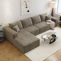 135.4" Cloud Sectional Couch with L-Shape Chaise,Modern Modular Sofa with Deep Seat, Upholstered Couches for Living Room Bedroom Apartments,No Assembly Required, (Camel,Left Facing Chaise)