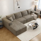 135.4" Cloud Sectional Couch with L-Shape Chaise,Modern Modular Sofa with Deep Seat, Upholstered Couches for Living Room Bedroom Apartments,No Assembly Required, (Camel,Left Facing Chaise)