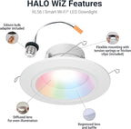 HALO 5/6" Smart Wi-Fi Recessed LED Light Powered by WiZ Pro, Dimmable Full Color w/ SpaceSense® Motion, Smart Home Ready - RL56069WZRGBWWHR