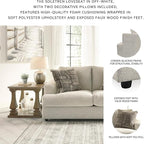 Signature Design by Ashley Soletren Contemporary Chenille Loveseat with 2 Accent Pillows, Off-White