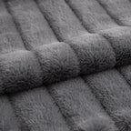 Pack of 2 Faux Fur Throw Pillow Covers 16x16 Inch Striped Decorative Soft Plush Couch Pillow Case Home Decor for Bed, Sofa, Living Room Darkgrey