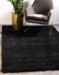 Unique Loom Solid Shag Collection Area Rug (7' 10" x 10' Rectangle, Jet Black)