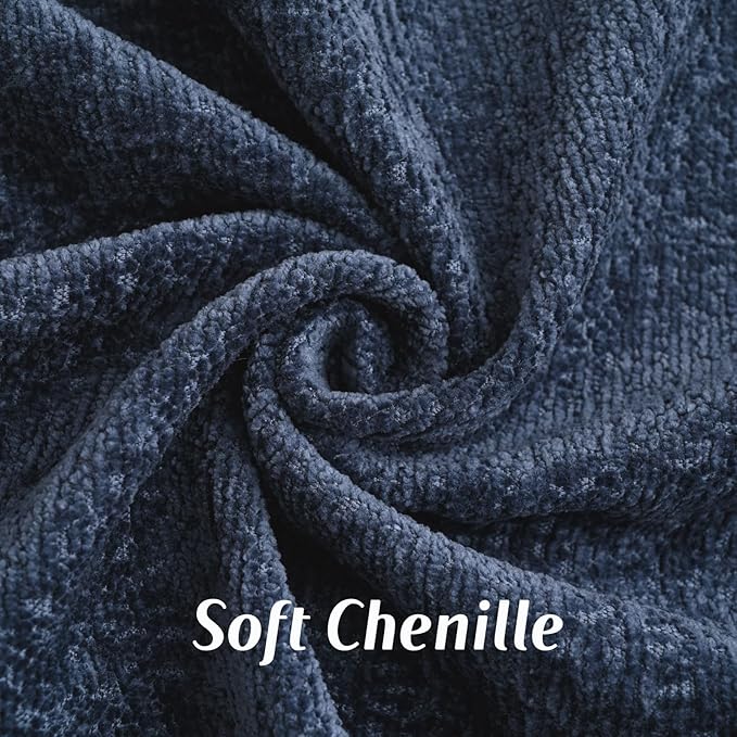 FUTEI Navy Blue Chenille Throw Pillow Covers 18x18 Inch Set of 2,Soft Cozy Bound Edge Design Cushion Case,Home Decor for Couch Bed Living Room