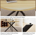 45.3 Inch Modern Round Dining Table for 4, Space-Saving Dinette with Carbon Steel Legs for Home Kitchen Apartment(Cream Table)