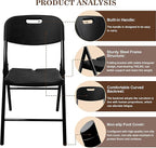 10 Pack Folding Chair, 700 lb Weight Capacity,Indoor/Outdoor Heavy Duty Foldable Chairs for Restaurants, Kitchens, Picnics, Races, Parties & Weddings. (10, Black)