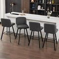 Swivel Counter Height Bar Stools Set of 4, 30''H Upholstered Barstools with Backs, Modern Bar Stool Chairs for Kitchen Island, Metal Legs, Fabric, Black Grey Stools Counter Chair