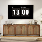 Sideboard Buffet Cabinet with Storage, Wood Arched Storage Cabinet with 2 Doors and Adjustable Shelf, Small Curved Entryway Accent Cabinet for Living Room Hallway Kitchen Dining Room, Walnut