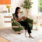 33.9" Accent Chairs, Modern Upgrade Sherpa Fabric Arm Chair Comfy Upholstered Armchair Leisure Single Sofa Chair with a Waist Pillow for Bedroom, Office and Living Room