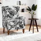 Modern High - Back Accent Chair and Side Table Set - Upholstered Wingback Armchair for Living Room, Bedroom,Office(Floral)