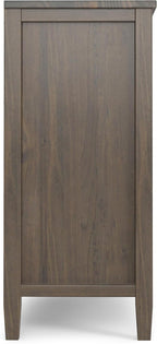 SIMPLIHOME Ela Solid Wood 32 inch Wide Transitional Low Storage Cabinet in Smoky Brown for The Living Room, Entryway and Family Room