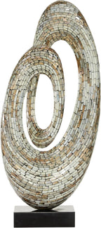 Deco 79 Mother of Pearl Shell Abstract Decorative Sculpture Swirl Home Decor Statue with Black Base, Accent Figurine 12" x 5" x 29", Gray