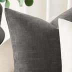 Foindtower Pack of 2 Soft Textured Throw Decorative Pillow Covers Square Accent Solid Cushion Cover Cozy Farmhouse Pillow Case with Zipper for Couch Sofa Bedroom Living Room 18x18 Inch, Charcoal