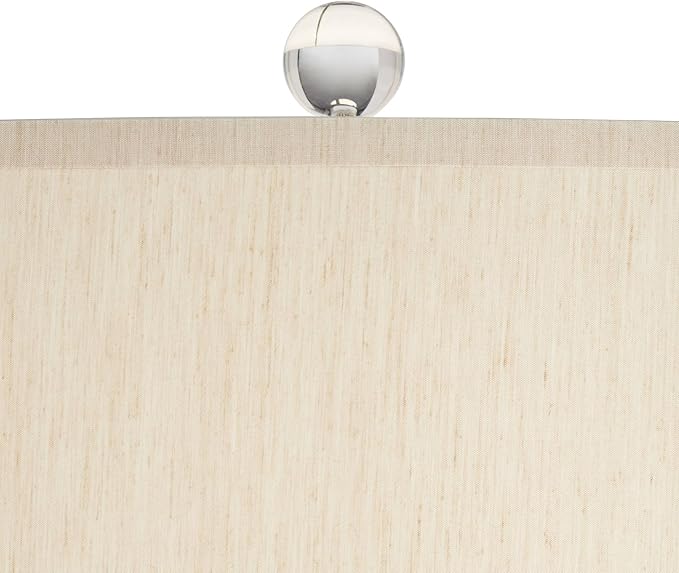 Possini Euro Design Teresa Coastal Modern Table Lamp with Square Riser 32.5" Tall Blue Teal Drip Ceramic Beige Drum Shade Living Room Bedroom House Bedside Nightstand Home Office (Color May Vary)