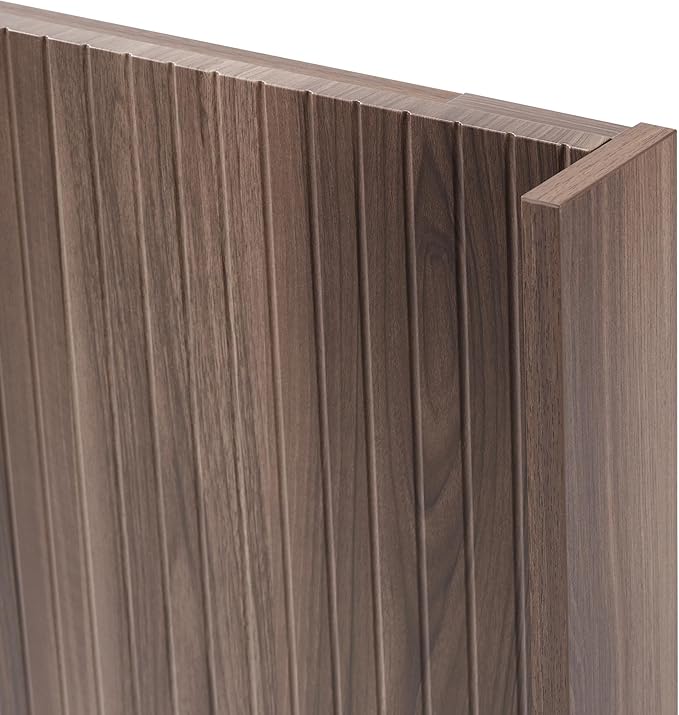 KEIKI Wooden King Size Headboard Only, 80.2" Wide Farmhouse Headboards with Wall Mounted Fluted Panel & Wingback for Bedroom, Walnut Brown