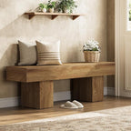 Tribesigns 55" Dining Bench, Farmhouse Wooden Entryway Bench, End of Bed Bench, Indoor Bench for Bedroom, Dining Room, Kitchen, Hallway, Light Brown