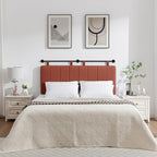 UEV King Headboard Only, Wall Mounted Hanging Upholstered Bed Head Board, Modern Vertical Channel Design of Fine Linen, Elegant Orange Fluted Headboard for Bedroom (Orange, King Size)