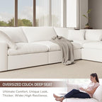 Oversize Cloud Modular Sectional Sofa,110.8" L Shape 3 Seaters with Chaise Down Filled Comfort Sofa Detachable Couch Cushion Covers for Living Room,White
