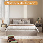 3-Piece Modern Bedroom Furniture Set, Wide 8-Drawer Dresser & 1-Drawer Nightstands Set of 2, Natural Wood Dresser and Nightstand Sets for Bedroom, Hallway, White