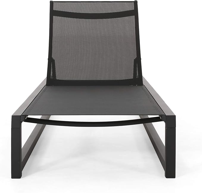 Christopher Knight Home Vivian Outdoor Aluminum Chaise Lounge with Mesh Seating (Set of 2), Black