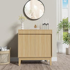 Scurrty Modern Buffet Cabinet with Storage,Wood Color Buffet with Adjustable Shelf and 2 Doors, Natural Wood Grain Accent Cabinet for Living Room & Kitchen