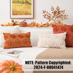 Kevin Textile Fall Pillow Covers 20x20 Inch Set of 2 Soft Pumpkins Decorative Square Pillowcases Plush Autumn Faux Fur Cushions Harvest Gift for Couch Sofa Chair Bedroom Home Decor, Cream White