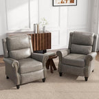 UIXE PU Leather Pushback Recliner Chairs Set of 2, Overstuffed Armchair Push Back Accent Chair for Living Room, Rivet Trim Club Chair Home Theater Single Sofa Bedroom Side Reading Seat - Gray