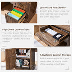 OKD 60" Executive Desk with Hutch and Drawers, Farmhouse Home Office Desk with Charging Station, Keyboard Tray, File Cabinet Storage, Wood Computer Desk for Work and Study, Reclaimed Barnwood