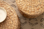Kate and Laurel Halm Modern Woven Rattan Round Storage Side Tables, Set of 2, 20 x 17 and 16 x 14, Natural Rattan, Lift-Top End Tables for Use as Hidden Storage Baskets or Small Ottoman Tables