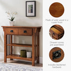 Leick Home Mission Impeccable Bookshelf, Solid Wood, 2 Drawers, 2 Shelves, Slatted Sides, Blackened Hardware, Easy Assembly, Russet Brown, 12 in D x 34 in W x 30 in H, Item 8261