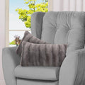 Cheer Collection Faux Fur Throw Pillows - Decorative Pillows for Couch, Bed Throw Pillows, Grey Accent Pillows for Bedroom or Living Room Aesthetic, Set of 2 Furry Throw Pillows, 12" x 20"