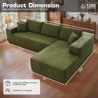 106" Cloud Sectional Couch with Chaise Lounge,L Shaped Modular Modern Sofa,Comfy Velvet Fluffy Couches with Deep Seat,No Assembly Required Couch for Living Room (Right,Cloudy Velvet,Green)