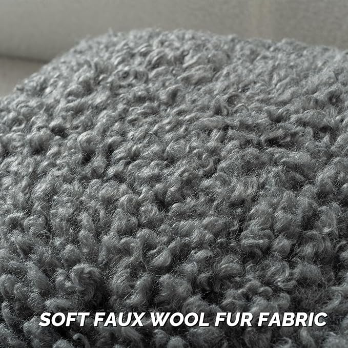 FUTEI Dark Grey Decorative Throw Pillow Covers 18x18 Inch Set of 2,Soft Fluffy Faux Wool Fur Boucle Textured Cushion Case,Modern Home Decor for Couch Bed Living Room Office