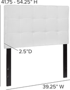 EMMA + OLIVER Quilted Tufted Upholstered Twin Size Headboard in White Fabric