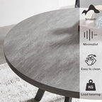 34.6'' Round Dining Table Mid Century Modern Small Round Coffee Table, Saving Space (Small Grey Table)