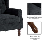 Accent Chair, Upholstered Armchair with Button Tufted High Back & Solid Wood Legs, Comfy Wingback Reading Single Sofa Chair for Small Spaces, Living Room, Bedroom (Blue, Set of 2)