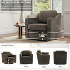 UIXE Swivel Accent Chair Set of 2, Chenille Upholstered Arm Chair for Living Room, Modern Club Armchair Comfy Single Sofa Bedroom Reading Seat with Lumbar Pillow - Coffee